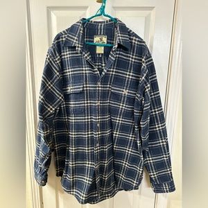 Field & Stream XL Tall cotton button up long sleeve shirt. Blue plaid.
